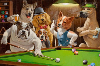 Dogs Playing Pool