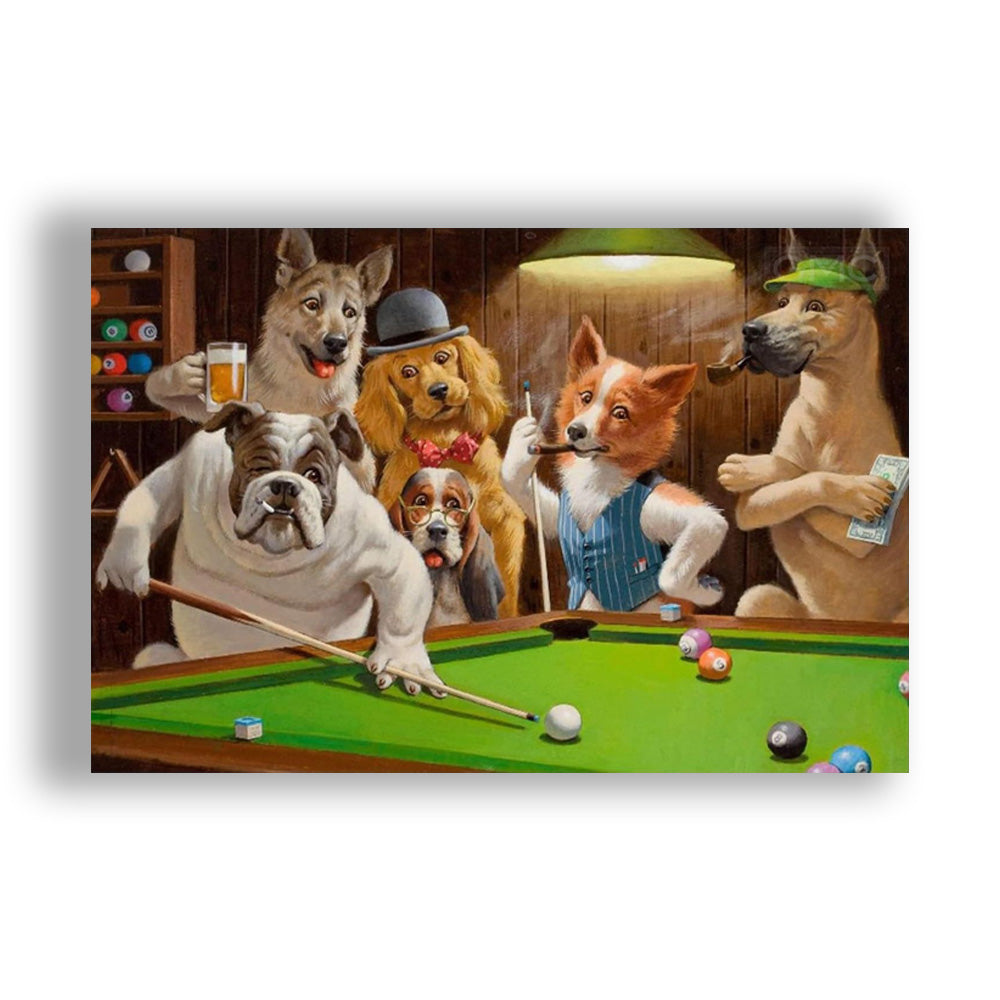 Dogs Playing Pool