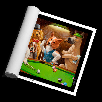Dogs Playing Pool